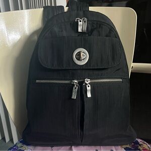 Baggallini Naples RFID Convertible Backpack with Silver Accents